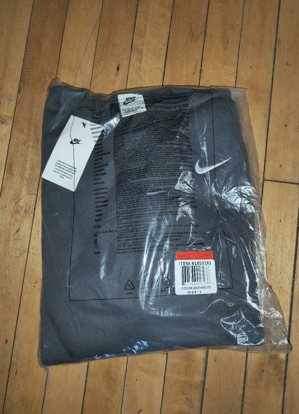 New Nike Men's Boys Team Club Crew Fleece Dark Gray Color Cotton Size Medium NWT